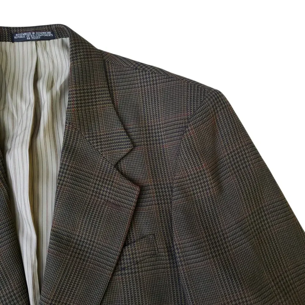 Hunting Horn Ivy Prep Glen Plaid Wool Blazer Jacket Sport Coat J Riggins 38R